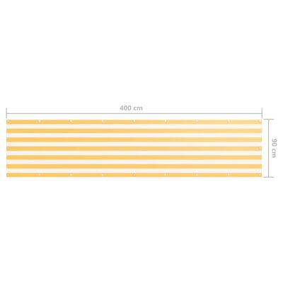 vidaXL Balcony Screen White and Yellow 90x400 cm Oxford Fabric
