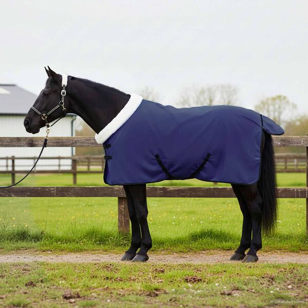 vidaXL Horse Blanket Navy Blue 85 cm Polar fleece
