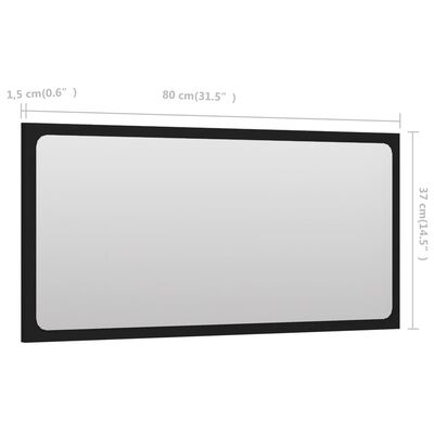 vidaXL Bathroom Mirror Black 80x1.5x37 cm Engineered Wood