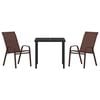 vidaXL Garden Dining Set 3 pcs Brown and Black Powder-coated Steel