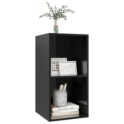 vidaXL Wall-mounted TV Cabinet High Gloss Black 37x37x72 cm Engineered Wood
