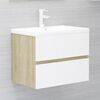 vidaXL Sink Cabinet with Built-in Basin White and Sonoma Oak Engineered Wood