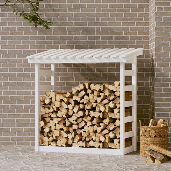 vidaXL Firewood Rack White 108x64.5x110 cm Solid Wood Pine