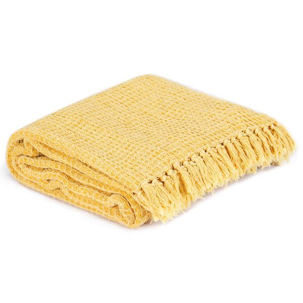 vidaXL Throw Cotton 160x210 cm Mustard Yellow