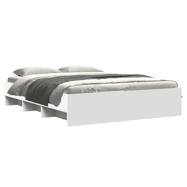 vidaXL Bed Frame without Mattress White 150x200 cm King Size Engineered Wood