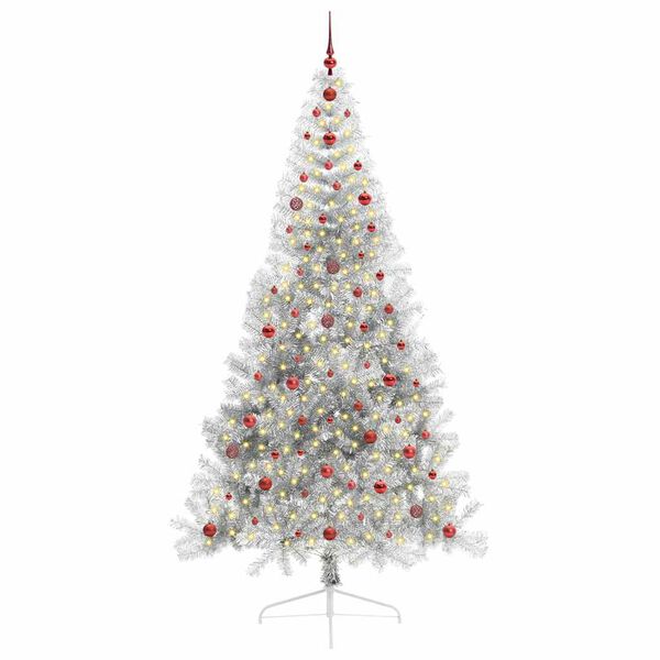 vidaXL Artificial Pre-lit Christmas Tree Silver 240 cm PET