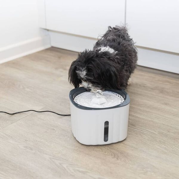 TRIXIE Flower Pet Drinking Fountain White and Grey