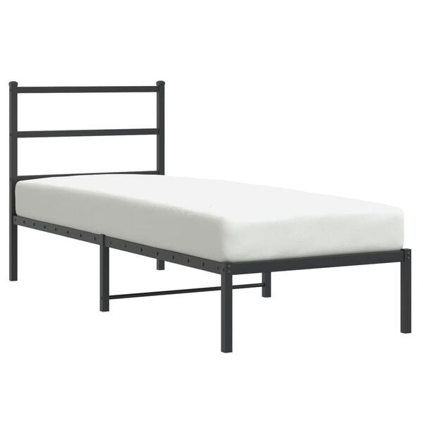 vidaXL Metal Bed Frame without Mattress with Headboard Black 80x200cm