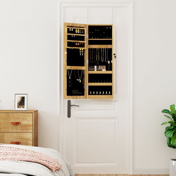 vidaXL Mirror Jewellery Cabinet with LED Lights Wall Mounted