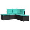 vidaXL 5 Piece Garden Sofa Set with Cushions Black Poly Rattan