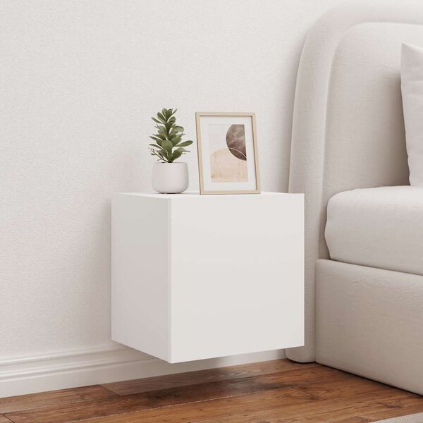 vidaXL TV Wall Cabinet with LED Lights White 40.5x35x40 cm