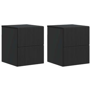 vidaXL Wall-Mounted Bedside Cabinet 2 pcs Black 33 x 34.5 x 40 cm