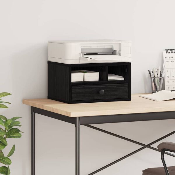 vidaXL Printer Stand Black Oak 40 x 32 x 24 cm Engineered Wood