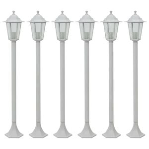 vidaXL Garden Post Lights 6 pcs E27 110 cm Aluminium White