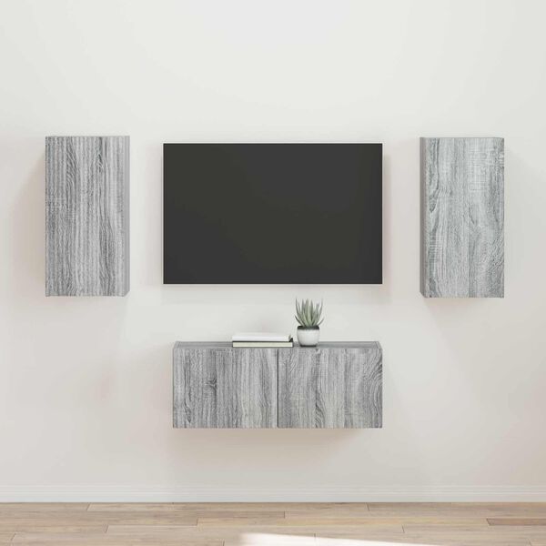 vidaXL TV Cabinet Set Wall-mounted 2 pcs Grey Sonoma Engineered Wood
