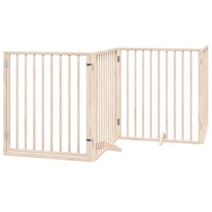 vidaXL Dog Gate with Door Foldable 4 Panels 320 cm Poplar Wood