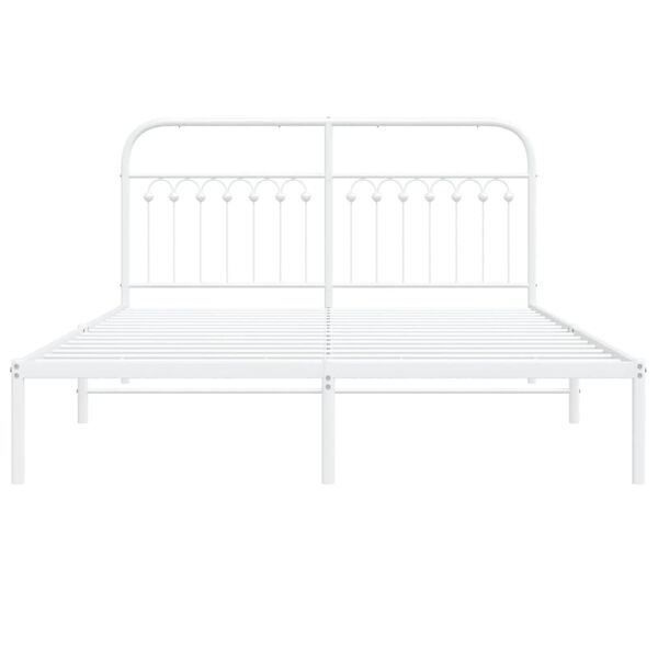 vidaXL Metal Bed Frame without Mattress with Headboard White 150x200cm