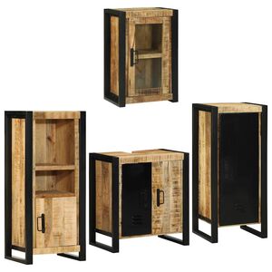 vidaXL Bathroom Furniture Set 4 pcs Brown Soild Mango Wood