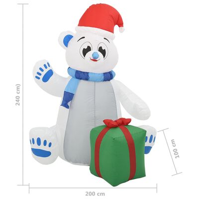vidaXL Christmas Inflatable Polar Bear LED Indoor and Outdoor 2.4 m