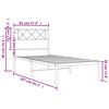 vidaXL Metal Bed Frame without Mattress with Headboard White 90x200cm