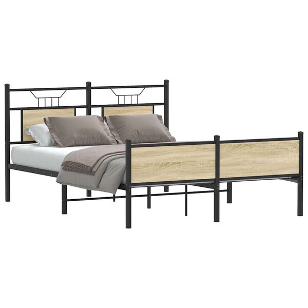 vidaXL Bed Frame without Mattress Sonoma Oak 137x190 cm Engineered Wood