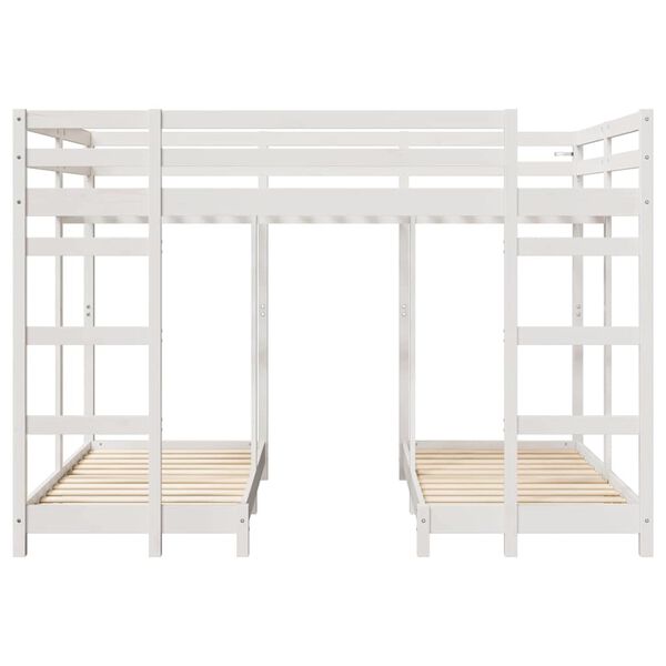 vidaXL Triple Bunk Bed Frame White 140 x 200 cm Solid Pine Wood