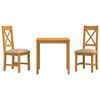 vidaXL Dining Set 3 pcs Beige Solid Oak Wood
