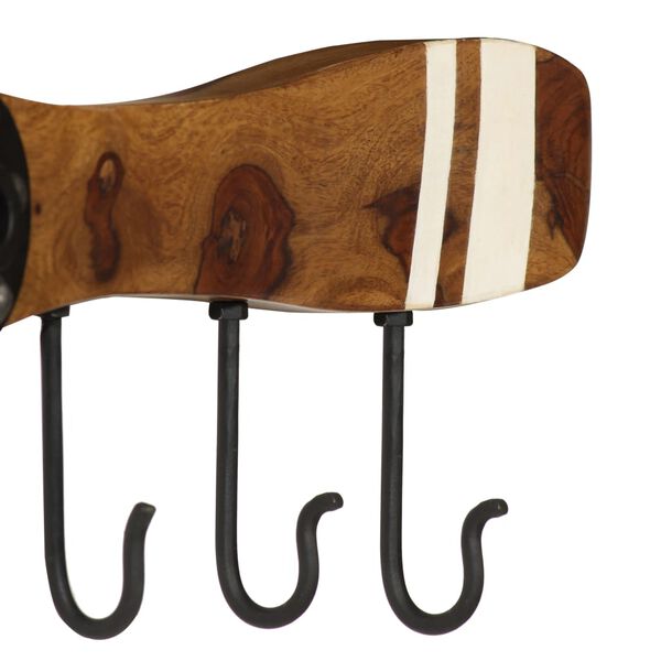 vidaXL Wall-Mounted Coat Rack 6 Hooks Solid Acacia Wood 108x6x19cm
