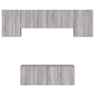 vidaXL 6 Piece TV Wall Units Grey Sonoma Engineered Wood