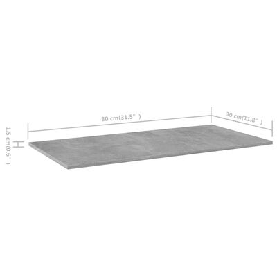 vidaXL Bookshelf Boards 8 pcs Concrete Grey 80x30x1.5 cm Engineered Wood