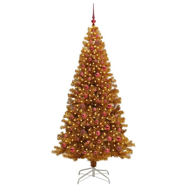 vidaXL Christmas Tree with 300 LEDs with Stand Gold 210 cm PET