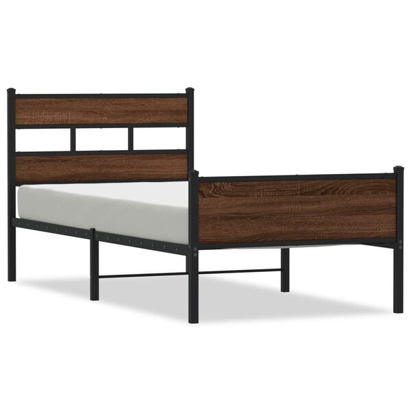 vidaXL Bed Frame without Mattress Brown Oak 90x200 cm Engineered Wood