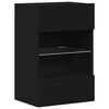 vidaXL Wall Cabinets with LED Lights for TV 2 pcs Black 40x30x60.5 cm