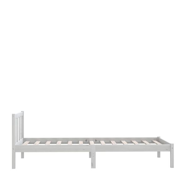 vidaXL Bed Frame without Mattress White Solid Wood Single