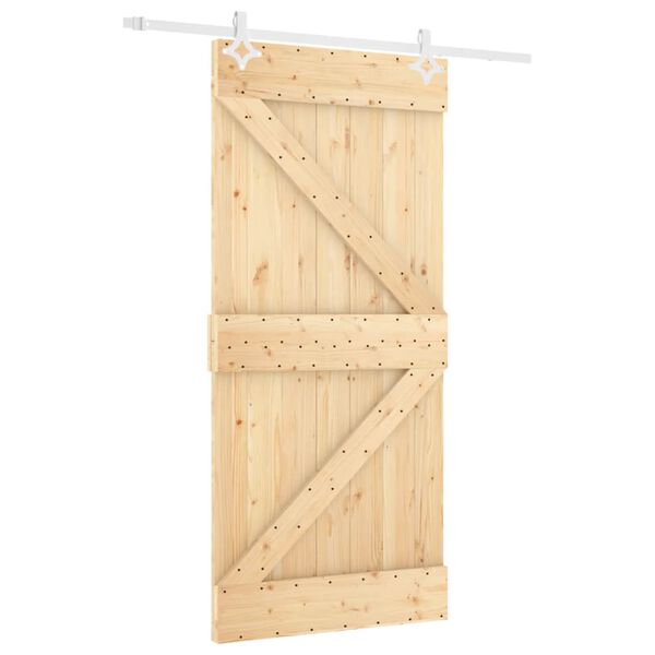 vidaXL Sliding Door with Hardware Set 100x210 cm Solid Wood Pine