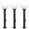 vidaXL Bollard Lights with Sensor&Outlet 3 pcs 80 cm Black IP44