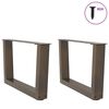 vidaXL Coffee Table Legs V-Shape 2 pcs Natural Steel 50x(30-31.3) cm Steel