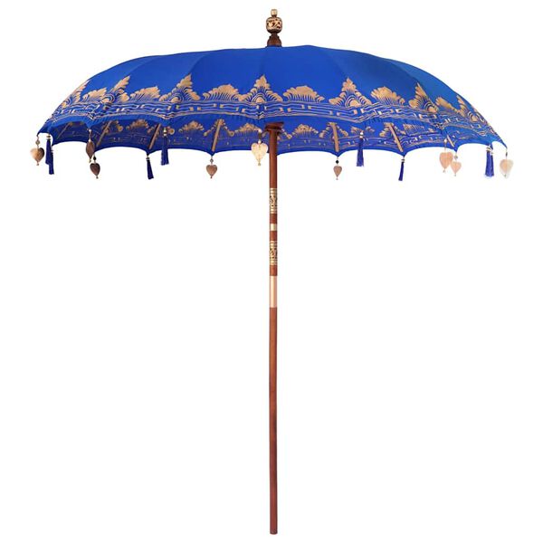 vidaXL Balinese Parasol Blue 215 x 215 x 260 cm Cotton and Wood