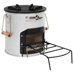 vidaXL Camping Wood Stove Silver 45x25x26 cm Steel