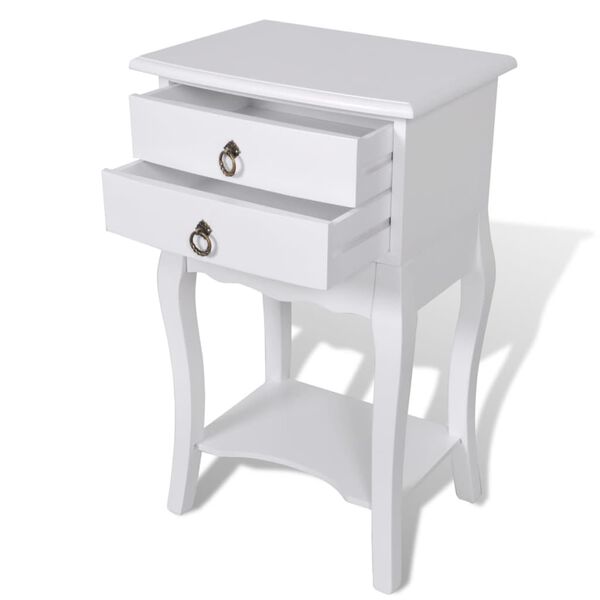 vidaXL Nightstand with 2 Drawers White
