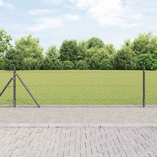 vidaXL Fence Post Grey 10 x 0.6 m (40 x 40 mm mesh) Steel and PVC