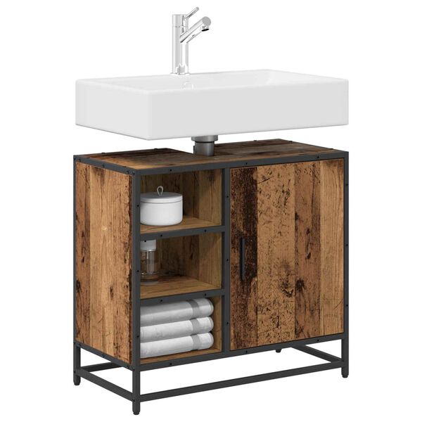 vidaXL Bathroom Cabinet Old Wood 65 x 33 x 60 cm Engineered Wood