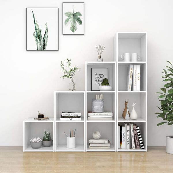 vidaXL 4 Piece TV Cabinet Set White Engineered Wood