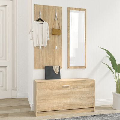 vidaXL 3-in-1 Shoe Cabinet Set Sonoma Oak Engineered Wood