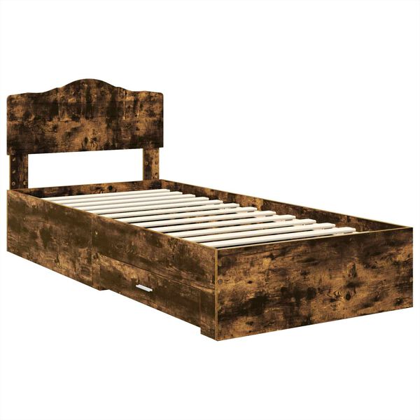 vidaXL Bed Frame with Headboard Smoked Oak 70 x 190 cm Engineered Wood