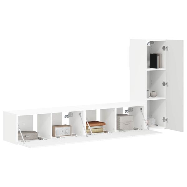 vidaXL TV Cabinet Set Wall-mounted 2 pcs White Engineered Wood