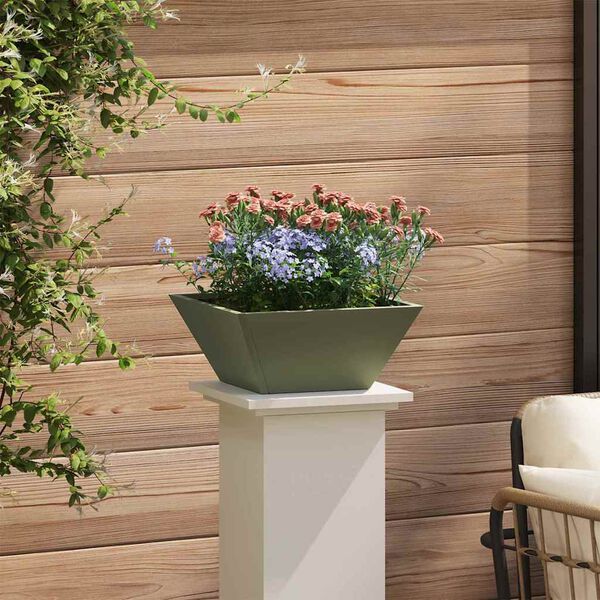 vidaXL Garden Planter Olive Green 35 x 35 x 15 cm Cold-rolled Steel
