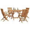 vidaXL Garden Dining Set Folding 5 pcs Brown Solid Teak Wood