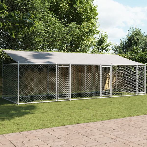 vidaXL Dog Cage with Roof and Doors Grey 6x2x2 m Galvanised Steel