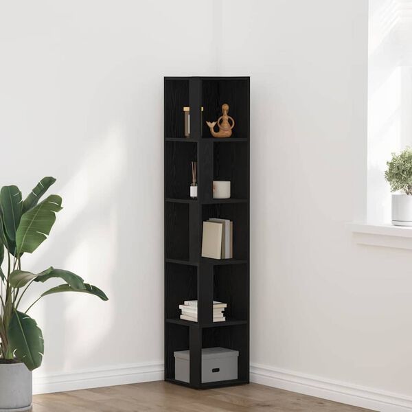 vidaXL Corner Shelves Black Oak 33 x 33 x 164.5 cm Engineered Wood